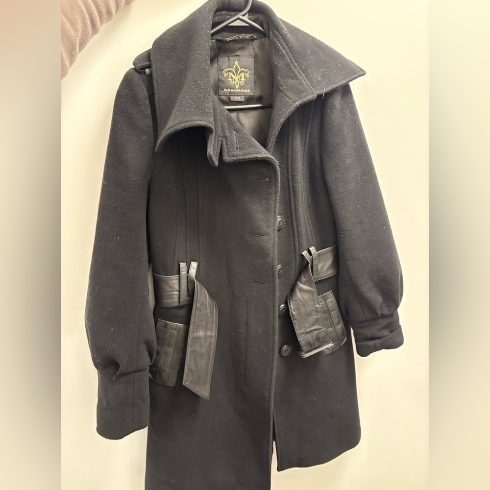 Mackage Black Coat with Gold Logo - Picture 3 of 6
